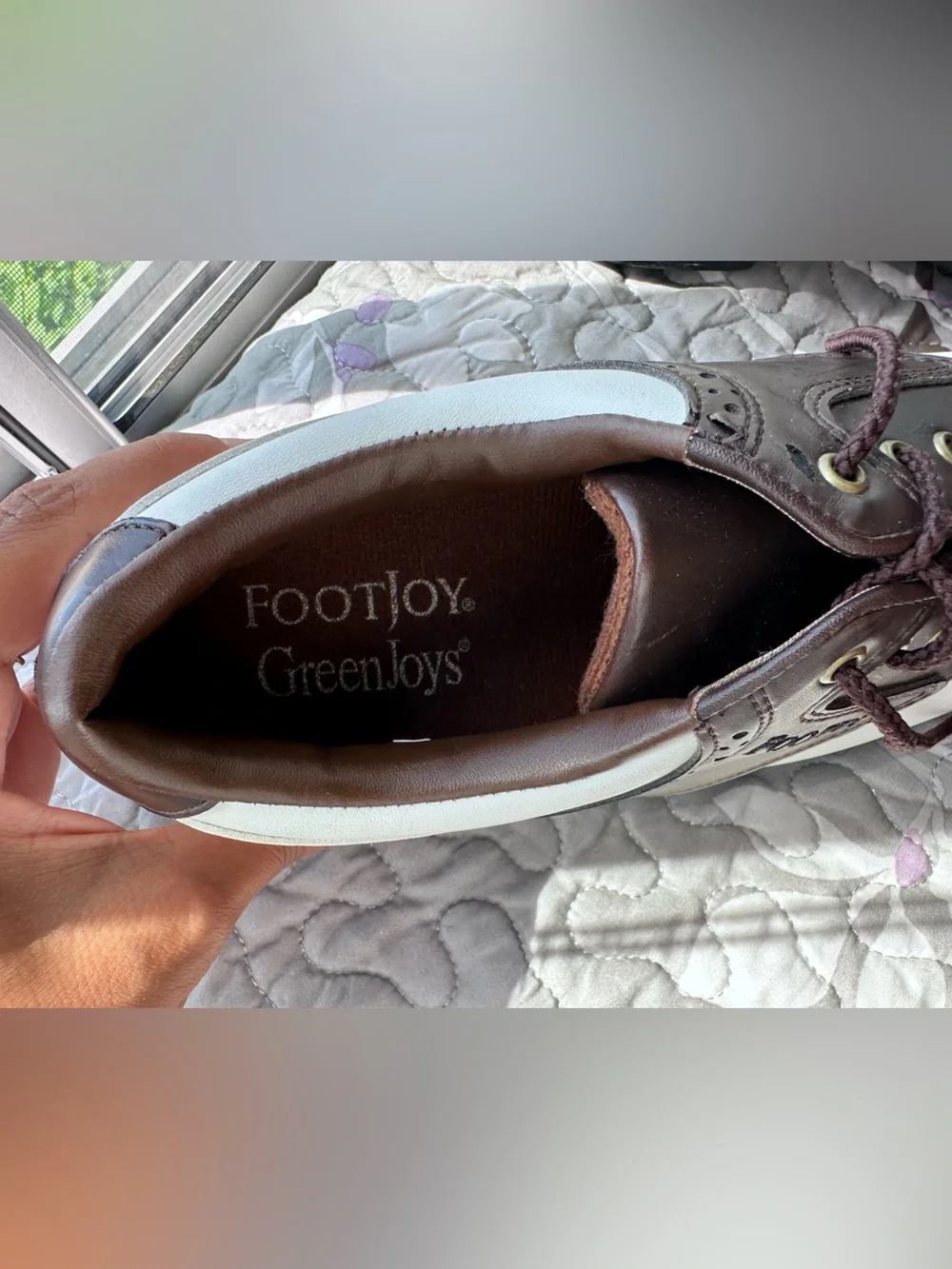 FootJoy Men’s White and Brown Two-Tone Golf Oxfords